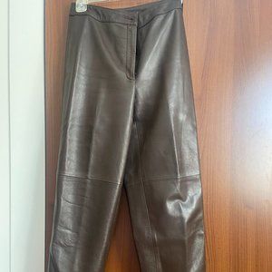 GENUINE LEATHER PANTS Petite Talbots choco brown FOR SALE (NEW)